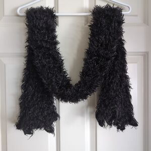 Black fuzzy eyelash skinny scarf